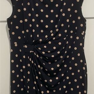 Signature Sadie Blue Dress with Tan Polka Dots